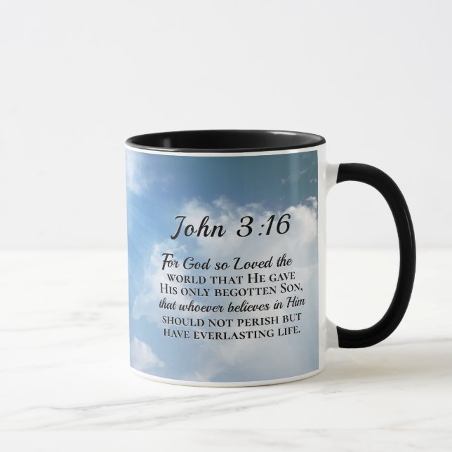 Mug Jean 3:16 Dieu si aimé le monde Croix en bois (Droite)