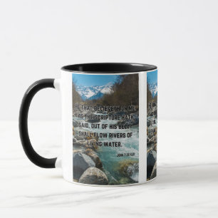 Mug Jean 7:38 KJV Bible Écriture Pic Deux Tons