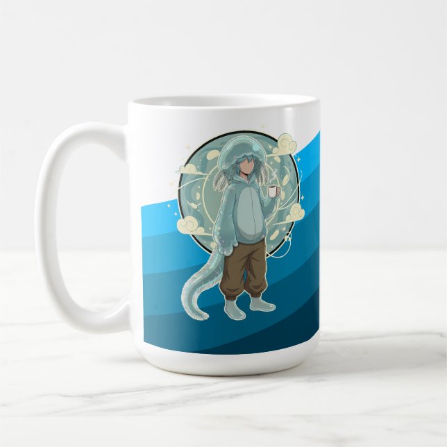 Mug Jellyfish Boy Anime Coffee Art (Gauche)