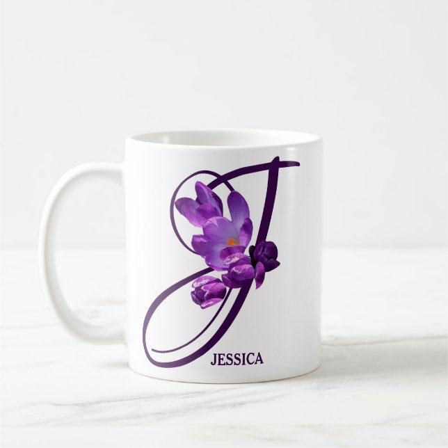 Mug Jessica nom mauve crocus floral fun (Gauche)