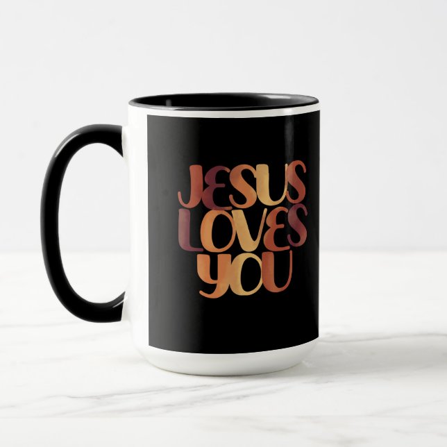 Mug Jésus aime la typographie chrétienne Design (Gauche)