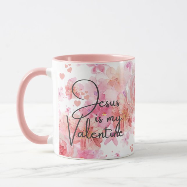 Mug Jésus est ma Saint-Valentin rose rose rose rose ro (Gauche)