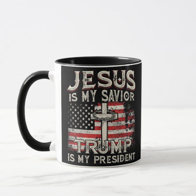 Mug Jésus Est Mon Sauveur Trump Est Mon Président Amér (Gauche)