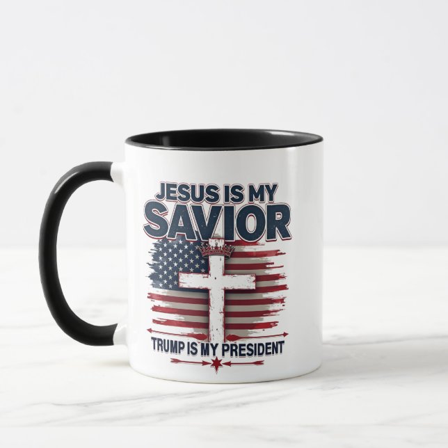 Mug Jésus est mon sauveur Trump est mon président drôl (Gauche)