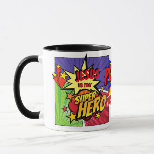 Mug JÉSUS Est Mon SUPERHÉROS Personnalisé COMIC HÉROS