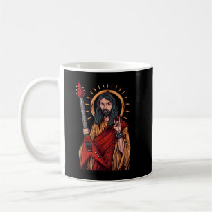 Mug Jésus jouant de la guitare heavy metal