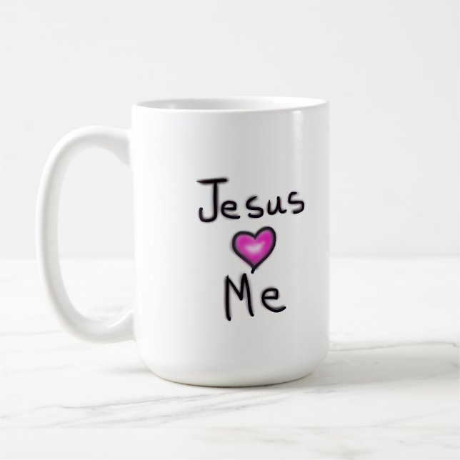 Mug Jesus Loves Me with Heart Personalized Custom (Gauche)