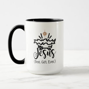 Mug JESUS MEILLEUR CADEAU JAMAIS Écriture de Noël Noir