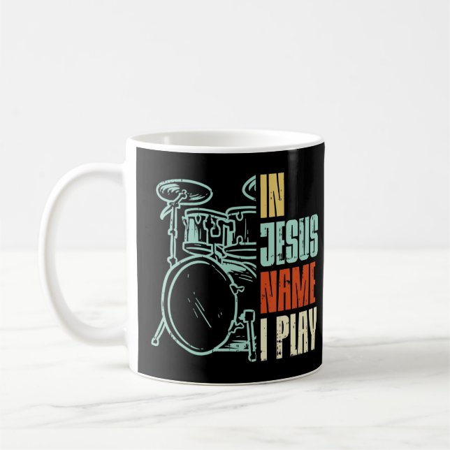 Mug Jésus Nom Je Joue Des Tambours Dieu Drumming Musiq (Gauche)