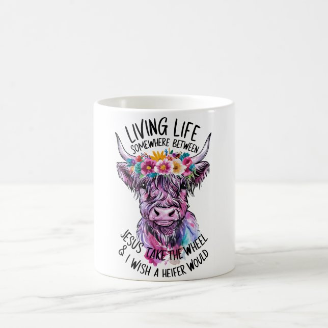 Mug Jésus Prend La Roue Et Je Souhaite Qu'Un Heifer Le (Centre)