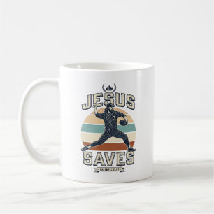 Mug Jésus Sauve Baseball Vintage Chrétien Vecteur Desi