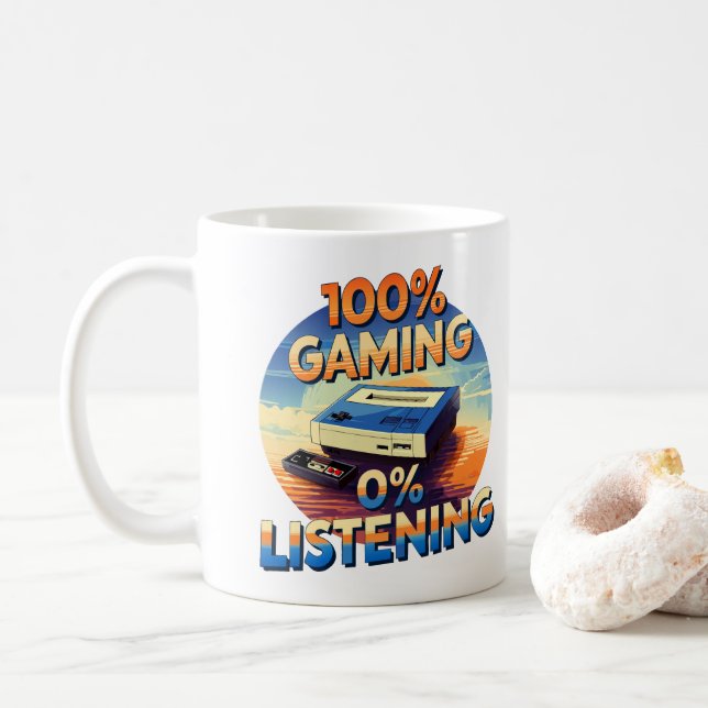 Mug Jeu 0% Écouter Amusant Jeu de style rétro (Avec donut)