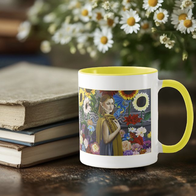 Mug Jeune Fée Dragon Enchantée Jardin Fleur Fantasy (Créateur téléchargé)