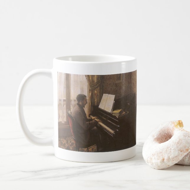 Mug Jeune homme jouant au piano par Gustave Caillebott (Avec donut)