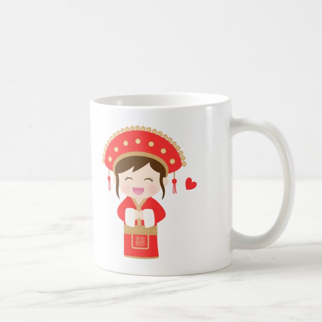 Mug Jeune mariée mignonne de mariage de chinois (Droite)