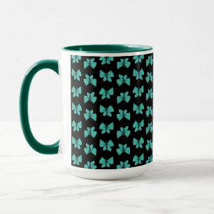 MUG Jimette Design turquoise butterfly on black