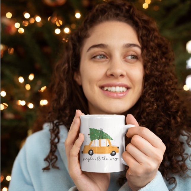 Mug Jingle All Way Voiture et Noël Arbre vacances (Créateur téléchargé)