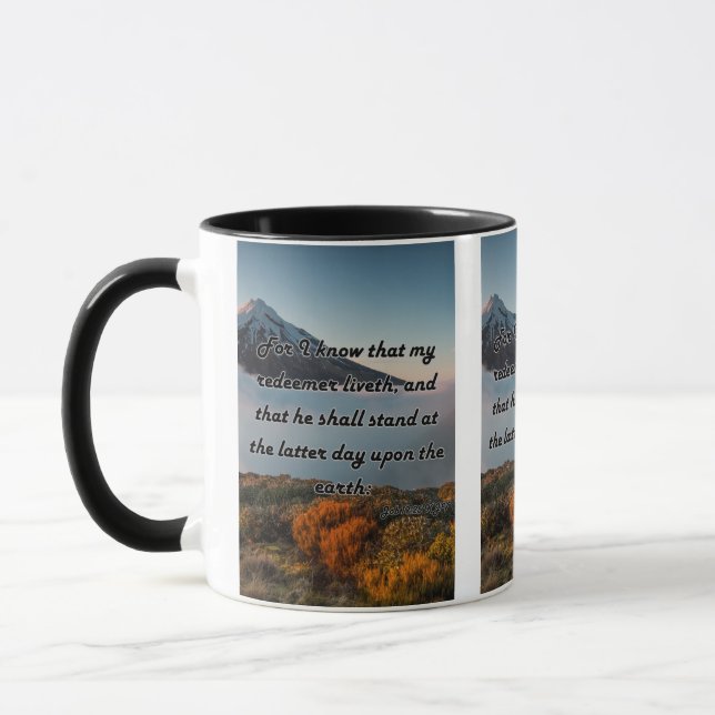 Mug Job 19:25 KJV Bible Écriture Pic Deux Tons (Gauche)