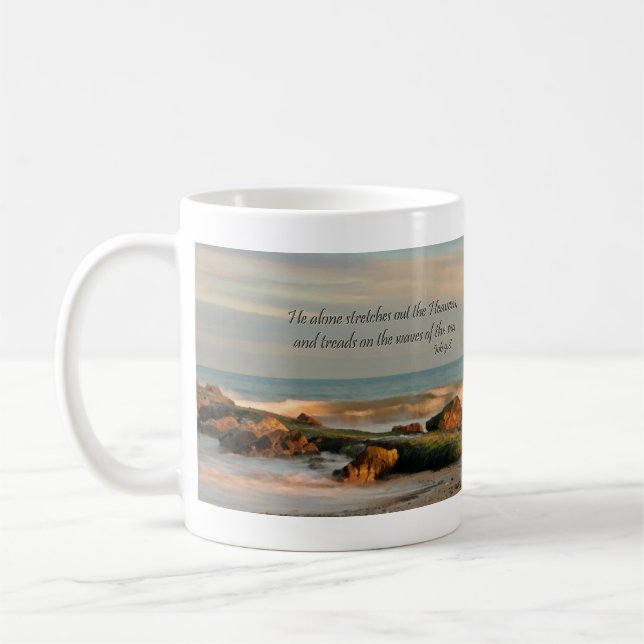 Mug Job 9:8 Mer avec rochers et vagues (Gauche)