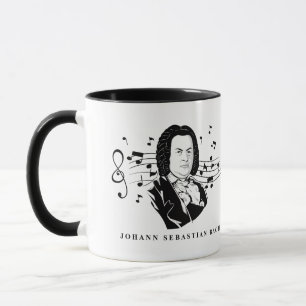 Mug Johann Sebastian Bach Portrait et buste avec notes