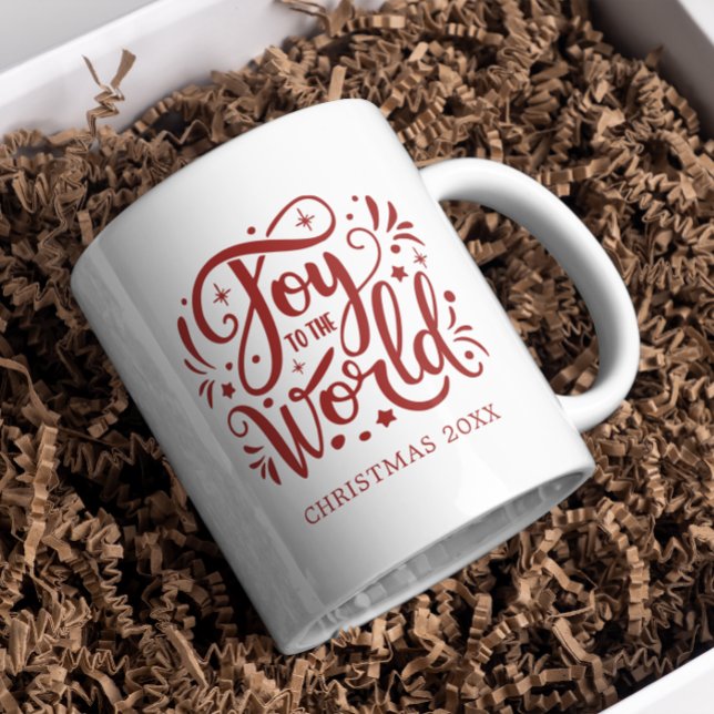Mug Joie au monde Elégant Red Script Christian (Créateur téléchargé)