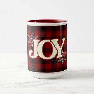 Mug JOIE de Noël Elégant buffle rouge plaid
