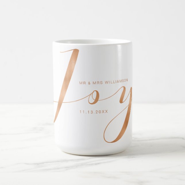 Mug Joie | Élégante écriture de cuivre Mr & Mrs Holida (Centre)