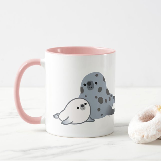 Mug Joint et chiot mignons de mère de bande dessinée (Avec donut)