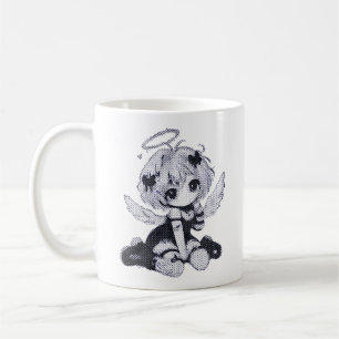 Mug Joli ange gothique fée chibi noir et blanc anime