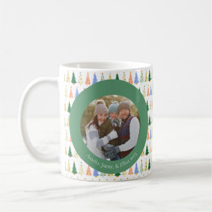 Mug Joli arbre de Noël rouge vert Famille Photo person