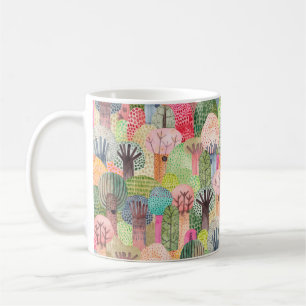 Mug Joli arrière - plan d'aquarelle. Marée forestière