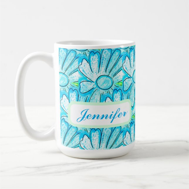 Mug Joli Art Fleur Bleu (Gauche)