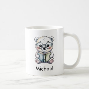 Mug Joli bébé ours polaire lisant un livre
