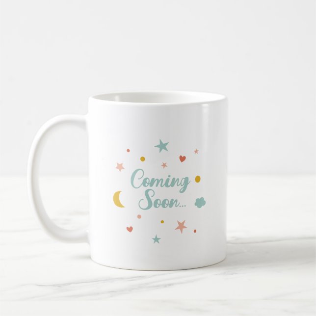 Mug Joli Bientôt avec lune, étoiles, coeurs, nuage (Gauche)