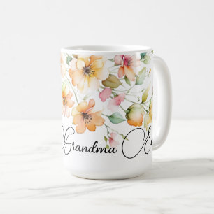 Mug Joli Boho Orange rose Aquarelle Fleur sauvage nana