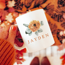 Joli Boho Terracotta Floral Végétal Nom Personnali