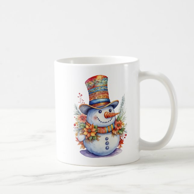 Mug Joli bonhomme de neige de Noël en Casquette de Man (Droite)