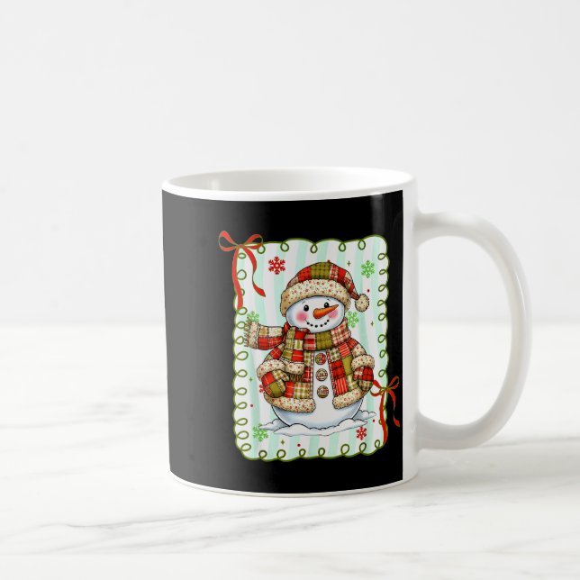 Mug Joli Bonhomme de Neige Patchwork Noël Xmas Hommes  (Droite)