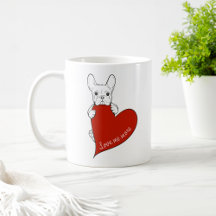 Joli Bouledogue Français avec un Cœur Rouge
