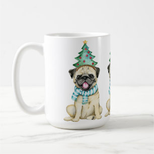 Mug Joli Carlin d'aquarelle Carlin de Noël