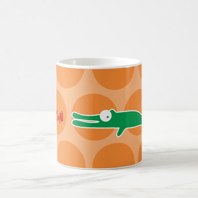 Mug Joli Cartoon vert Alligator & Dots Amusants pour e (Centre)
