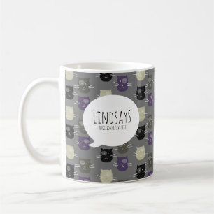 Mug Joli Chat Noir Violet Gris