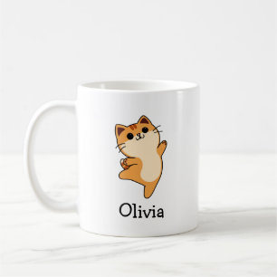 Mug Joli Chat Orange Nom Personnalisé