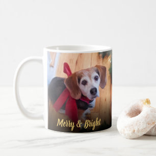 Mug Joli chien Beagle Bow rouge Joyeux et brillant Noë