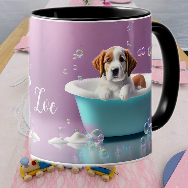 Mug Joli chiot dans une baignoire avec bulles de savon (Créateur téléchargé)