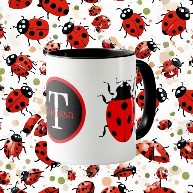 Mug joli coccinelle ajouter monogramme (Créateur téléchargé)