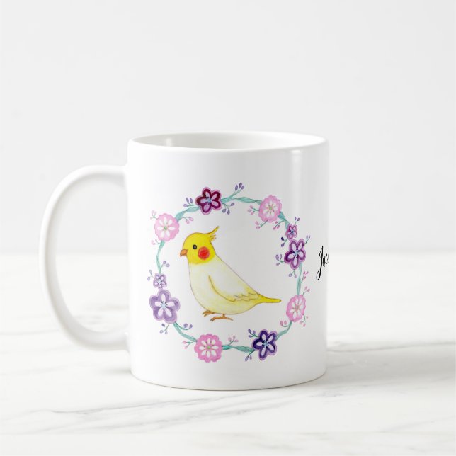 Mug Joli Cockatiel Nom personnalisé Cute Cockatiel Lut (Gauche)