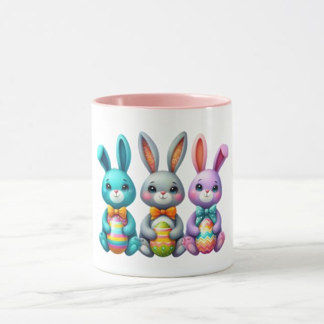 Mug Joli, coloré 3 lapin de Pâques (Centre)
