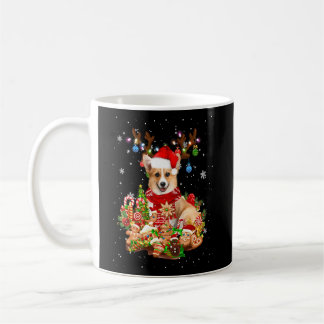 Mug Joli Corgi Reindeer Noël Éclairage Père Noël Noël