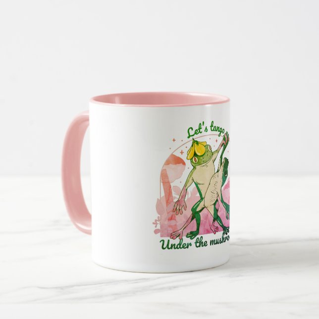 Mug Joli couple de grenouilles avec champignons Danse (Devant gauche)